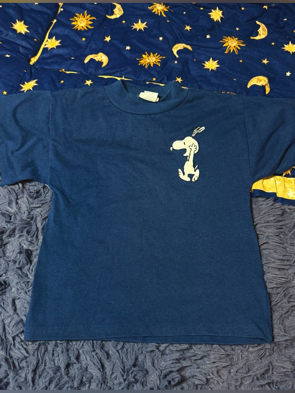 Vintage 90’s Peanuts Snoopy Navy Blue T Shirt Boys Size 6